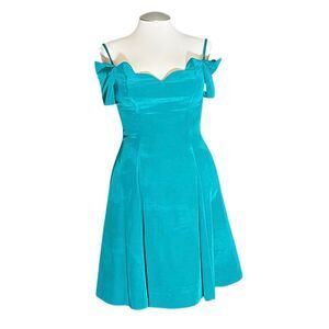 Niki Vintage Event Teal‎ Off The Shoulder Union Tag 80’s 90’s Dress